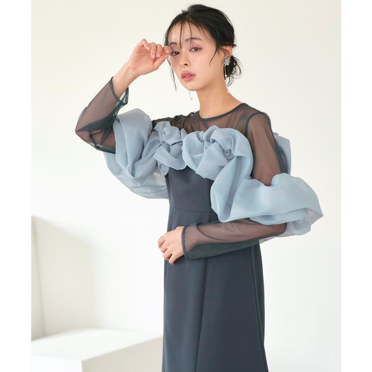 ボリュームラッフルフレアワンピースドレス | RUIRUE BOUTIQUE | 詳細画像13 