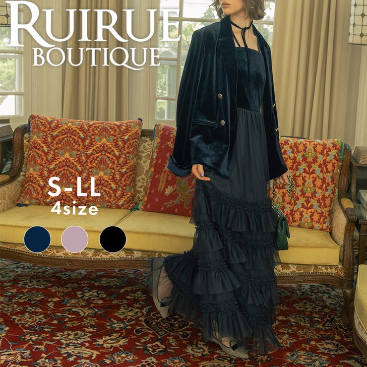 チュールフリルベロアセットアップ | RUIRUE BOUTIQUE | 詳細画像1 