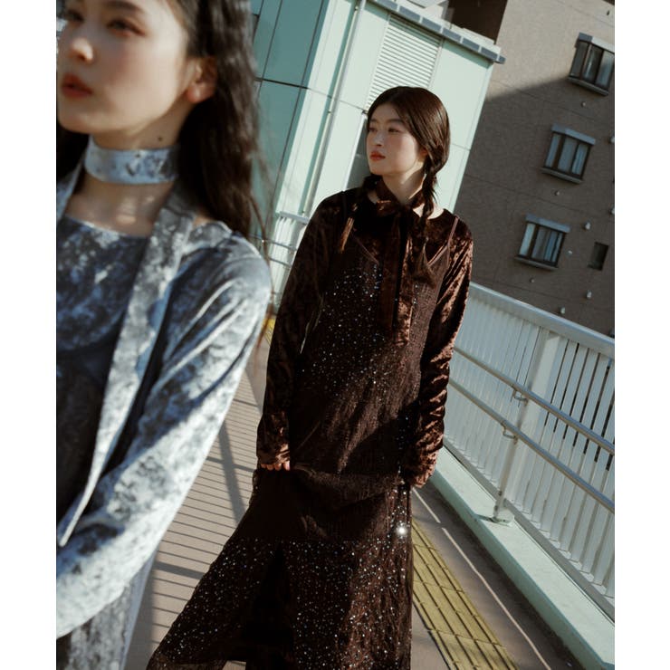 【2点セット】パッチワークレースキャミワンピース＆ベロアマキシワンピース（ボウタ… | RUIRUE BOUTIQUE | 詳細画像3 
