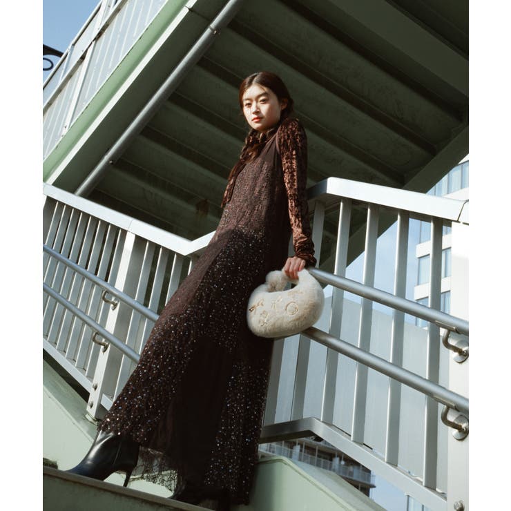 【2点セット】パッチワークレースキャミワンピース＆ベロアマキシワンピース（ボウタ… | RUIRUE BOUTIQUE | 詳細画像5 