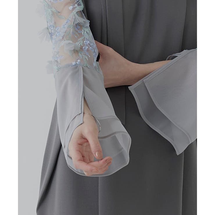 フラワーモチーフスリーブIラインワンピースドレス | RUIRUE BOUTIQUE | 詳細画像28 