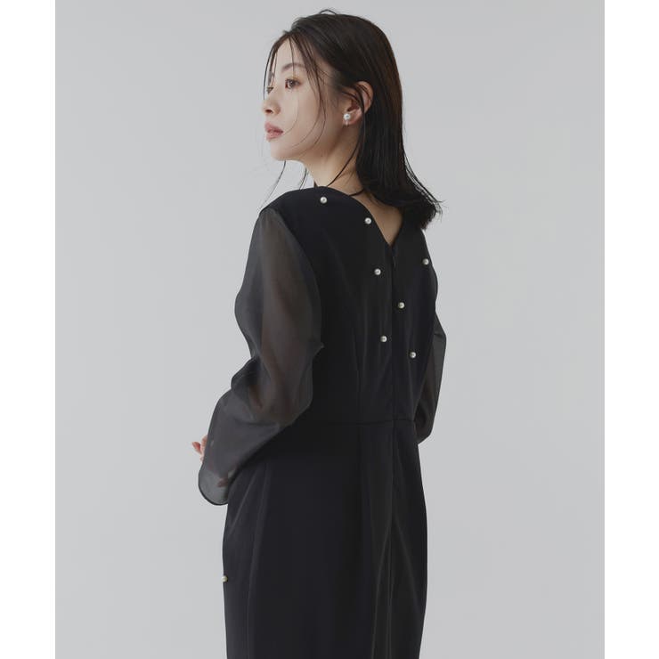 パールデザインドレープIラインワンピースドレス | RUIRUE BOUTIQUE | 詳細画像15 