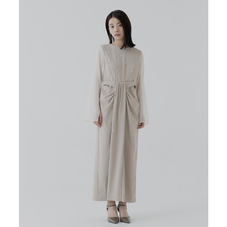 パールデザインドレープIラインワンピースドレス | RUIRUE BOUTIQUE | 詳細画像19 