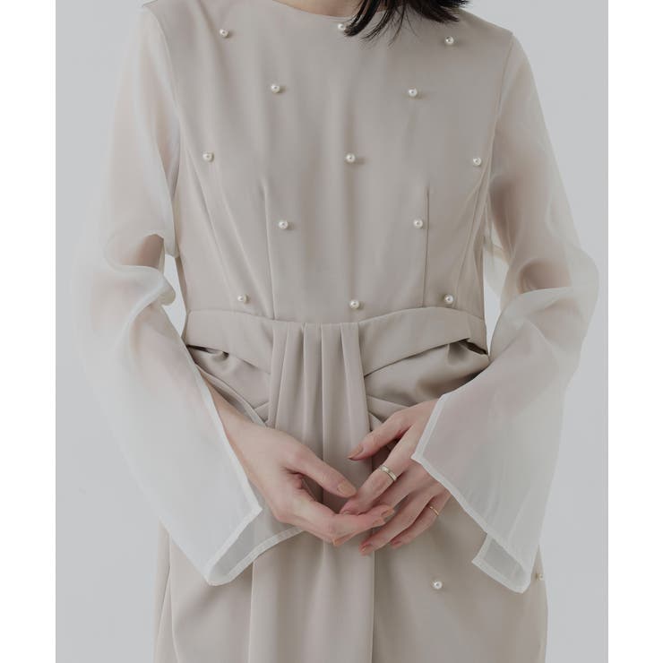 パールデザインドレープIラインワンピースドレス | RUIRUE BOUTIQUE | 詳細画像20 
