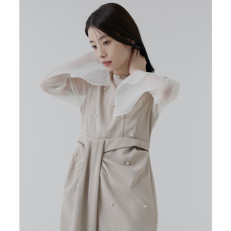 パールデザインドレープIラインワンピースドレス | RUIRUE BOUTIQUE | 詳細画像21 