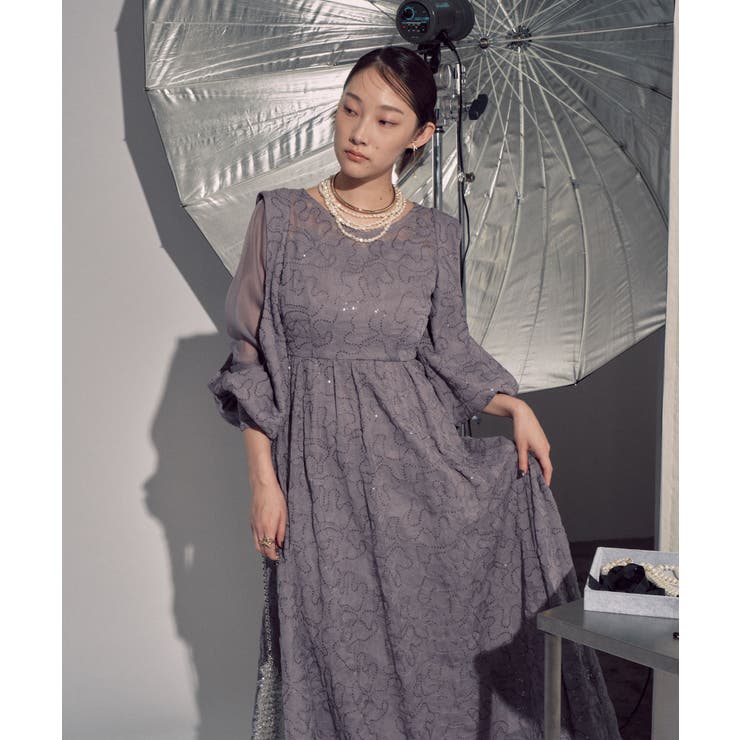 ラベンダー(PPU) | スリットスリーブスパンコールドレス | RUIRUE BOUTIQUE
