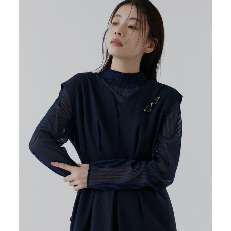ストライプレースタックワンピースドレス | RUIRUE BOUTIQUE | 詳細画像11 