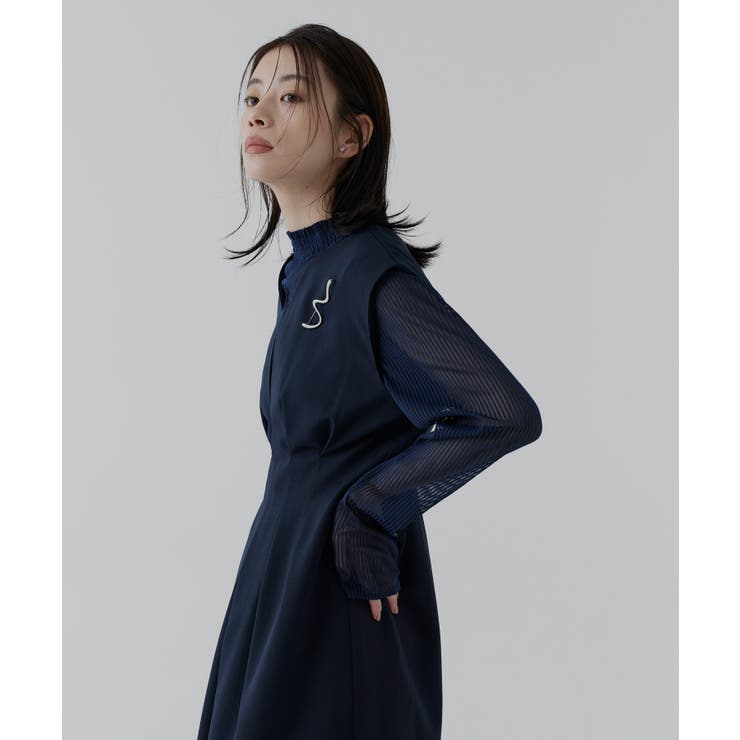 ストライプレースタックワンピースドレス | RUIRUE BOUTIQUE | 詳細画像12 