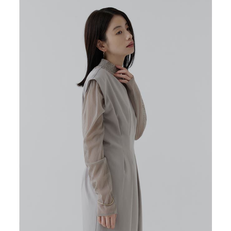 ストライプレースタックワンピースドレス | RUIRUE BOUTIQUE | 詳細画像15 