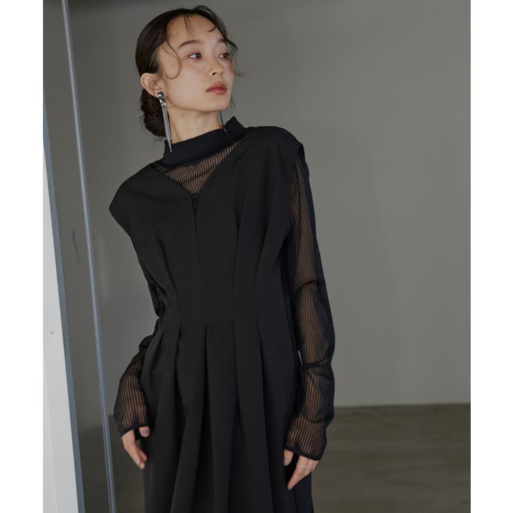 ストライプレースタックワンピースドレス | RUIRUE BOUTIQUE | 詳細画像6 