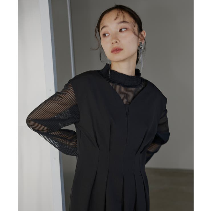 ストライプレースタックワンピースドレス | RUIRUE BOUTIQUE | 詳細画像7 