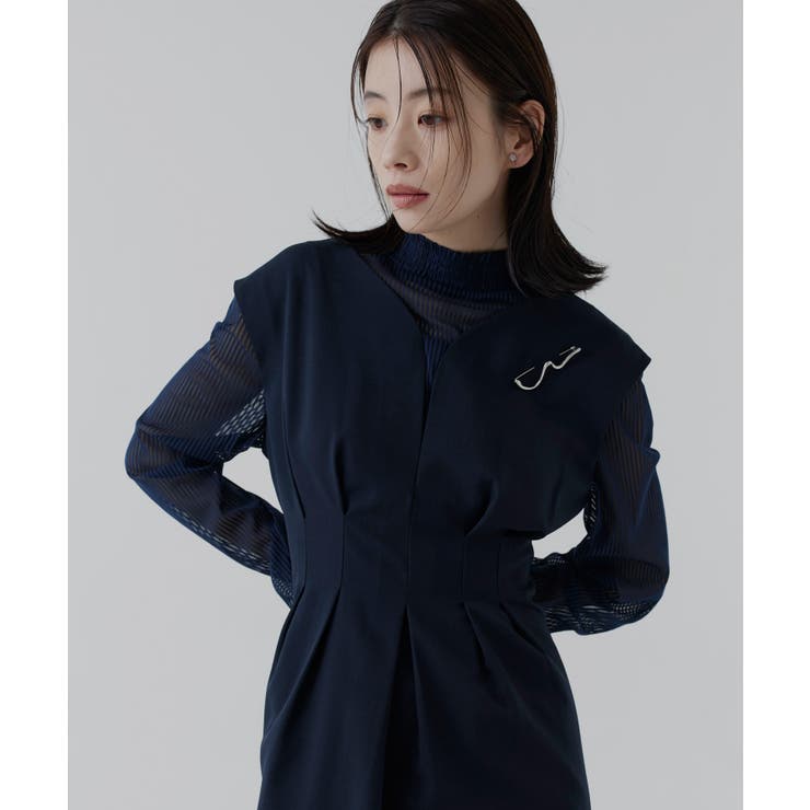 ストライプレースタックワンピースドレス | RUIRUE BOUTIQUE | 詳細画像9 