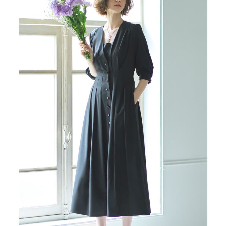 ブラック(BL) | 2wayフロントボタンタックワンピース | RUIRUE BOUTIQUE