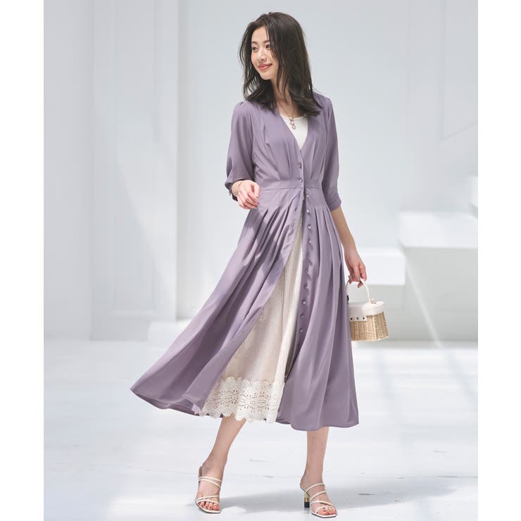 パープル(DPU) | 2wayフロントボタンタックワンピース | RUIRUE BOUTIQUE