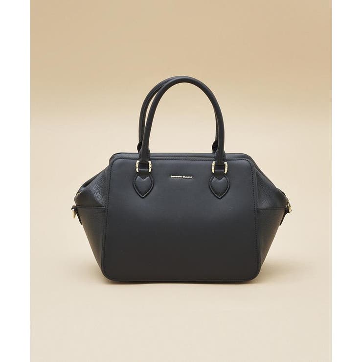 ブラック | レザーコンビ ボストンバッグ | Samantha Thavasa