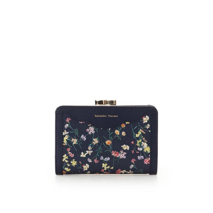 ネイビー | フラワーモチーフ 口金折財布 | Samantha Thavasa
