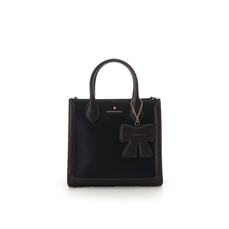 ブラック | リボンチャーム付きスクエアバッグ | SAMANTHAVEGA