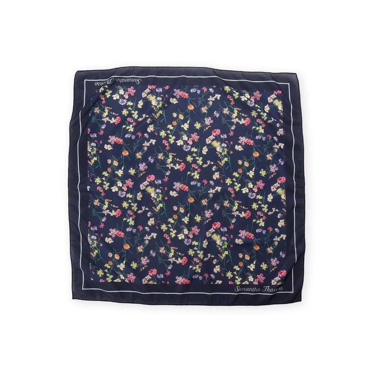 ネイビー | フラワーモチーフ スカーフ | Samantha Thavasa