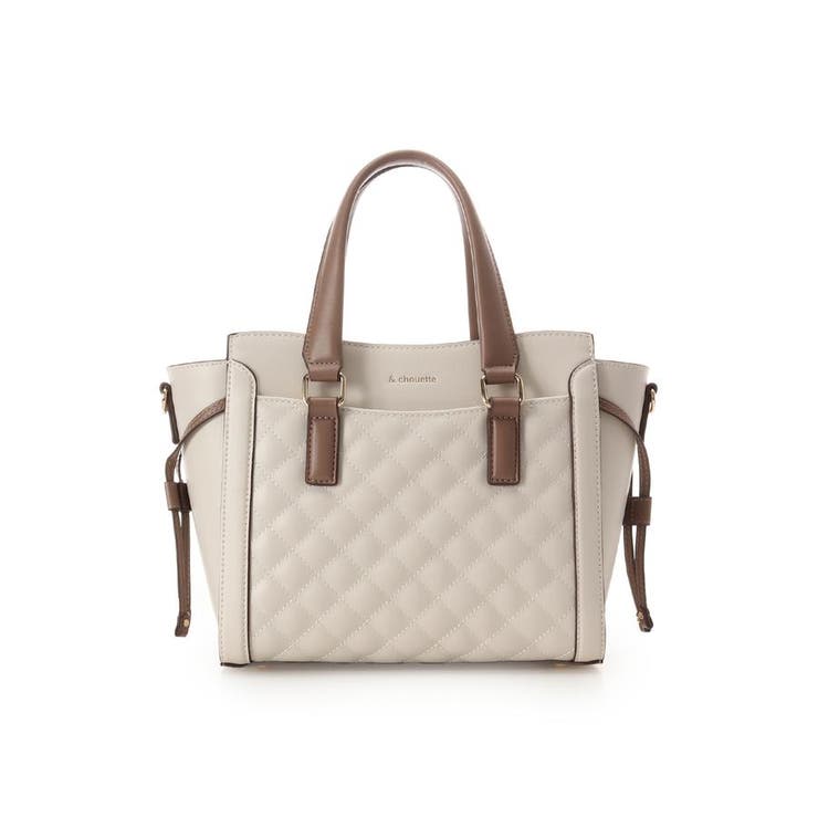 オフホワイト | キルティングバイカラーハンドバッグ | & chouette