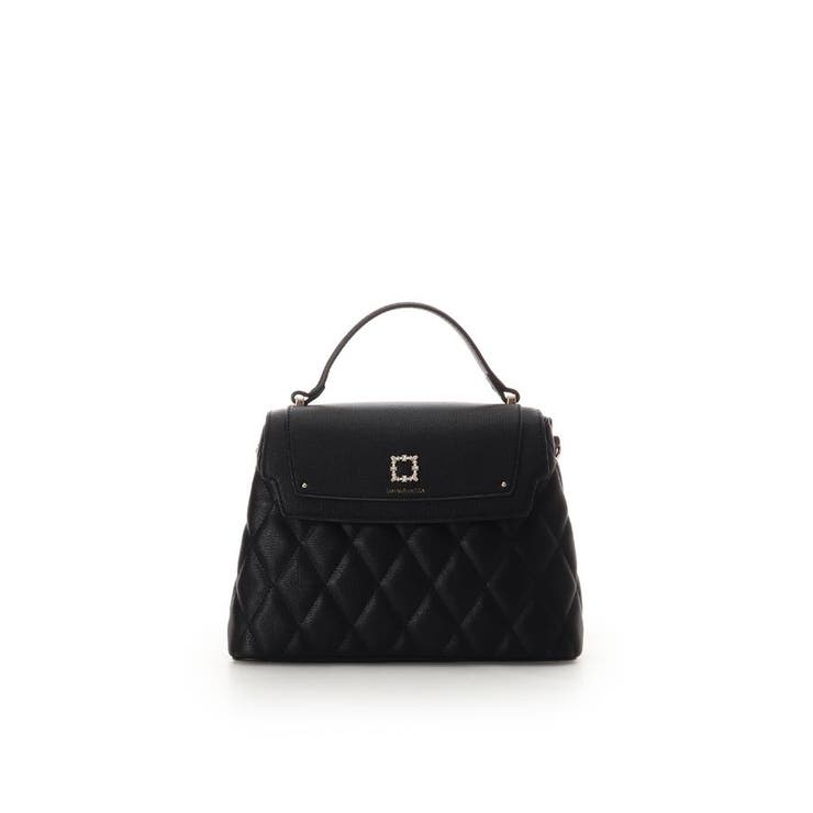ブラック | スクエアビジューキルトフラップハンドバッグ | SAMANTHAVEGA