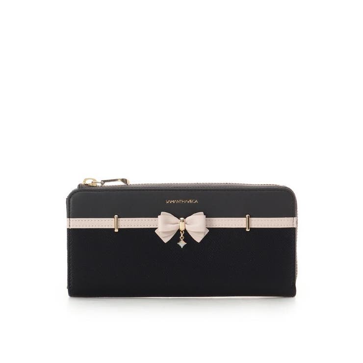ブラック | バイカラーアクセントリボン長財布 | SAMANTHAVEGA