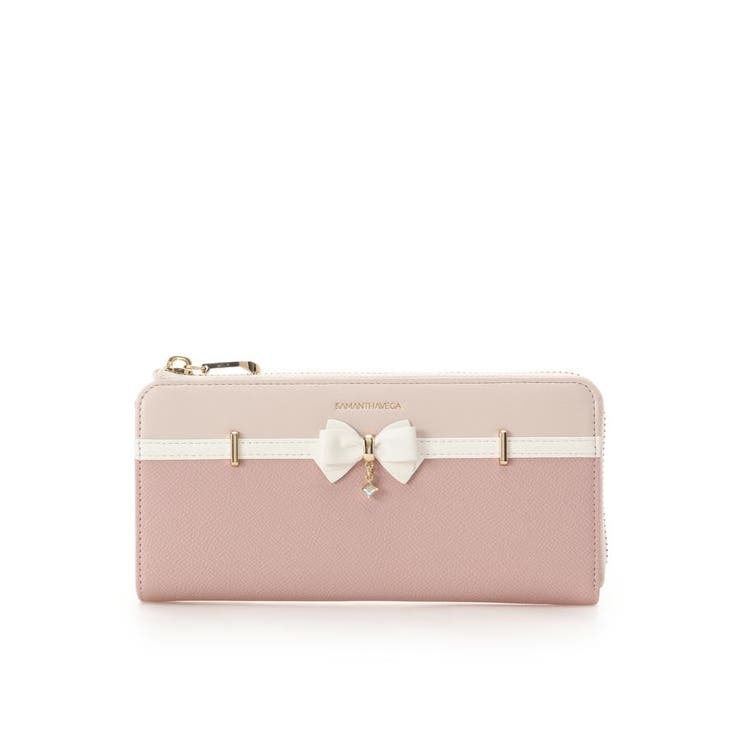 ピンク | バイカラーアクセントリボン長財布 | SAMANTHAVEGA