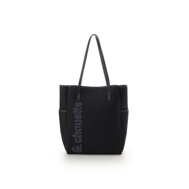 ブラック | キャンバス風バイカラートートバッグ | & chouette