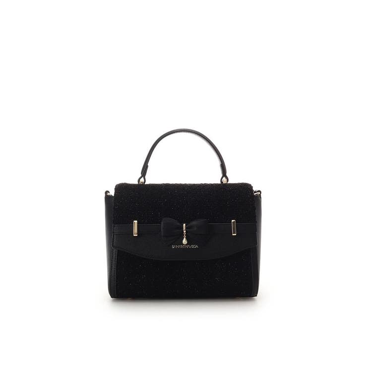 ブラック | ラメツイードアクセントリボンショルダーバッグ | SAMANTHAVEGA