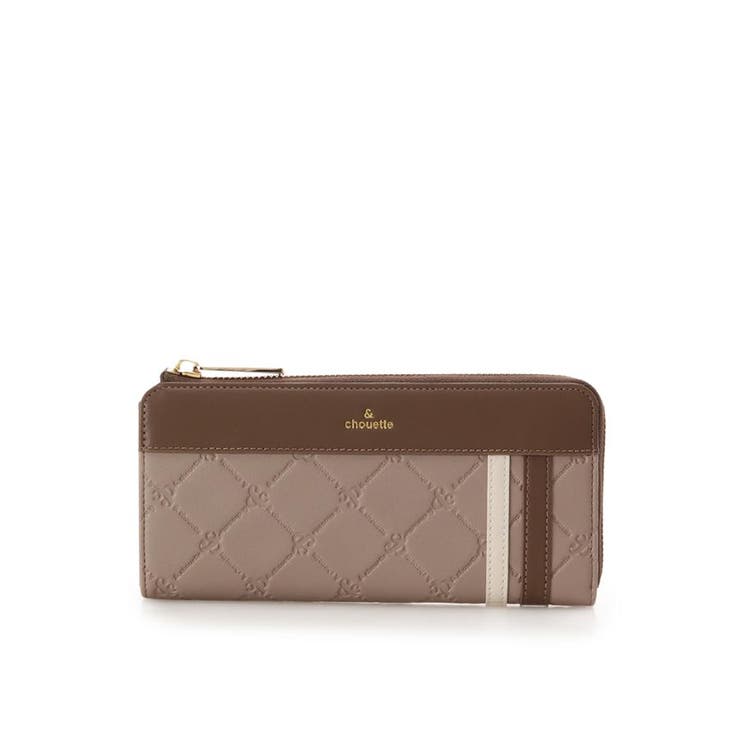 ベージュ | 型押しモノグラム スポーティーラインラウンド長財布 | & chouette