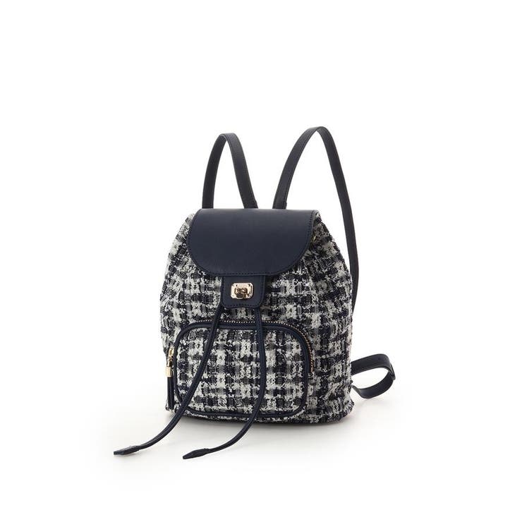 ネイビー | オリジナル金具ツイード リュック | Samantha Thavasa