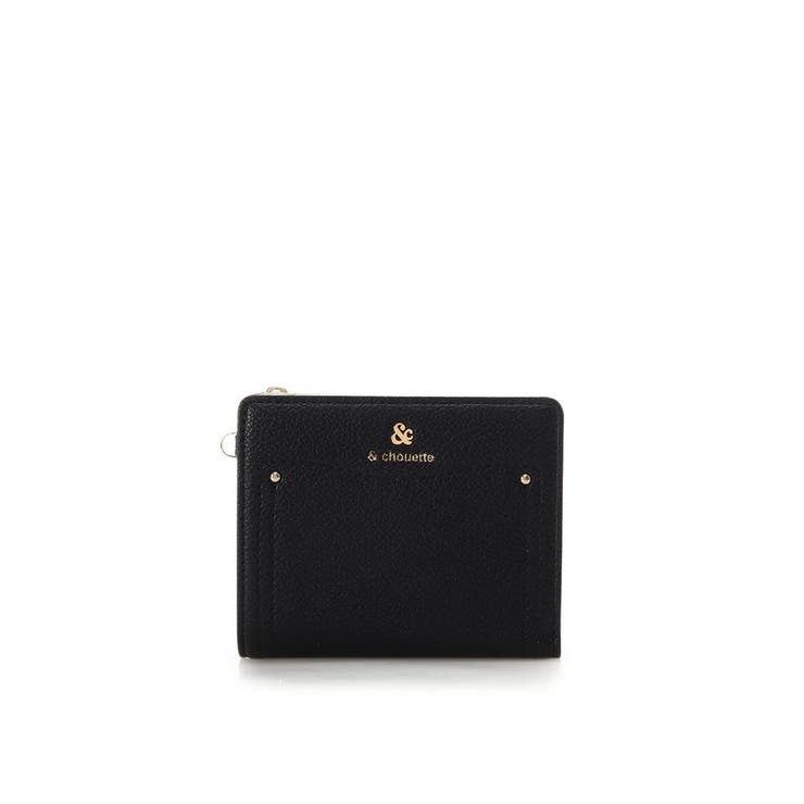 ブラック | デザインステッチ 配色シンプル折財布 | & chouette