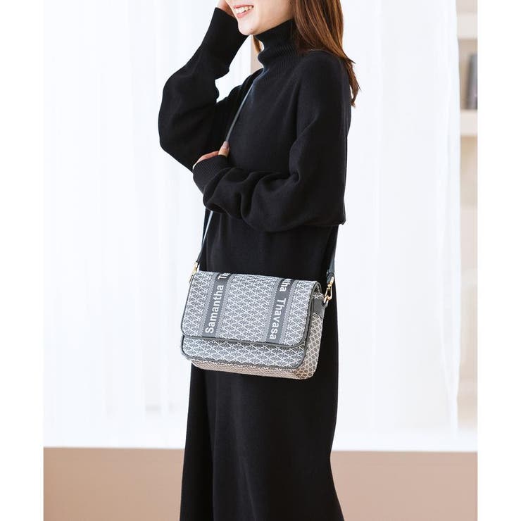 ダークグレー | ステッチワークジャガード ショルダーバッグ | Samantha Thavasa