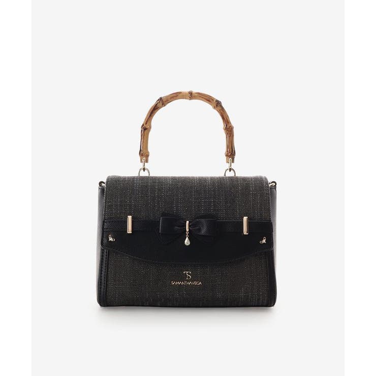 ブラック | マテリアルアクセントリボンショルダーバッグ | SAMANTHAVEGA