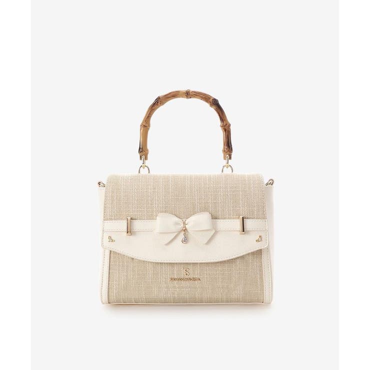 ホワイト | マテリアルアクセントリボンショルダーバッグ | SAMANTHAVEGA