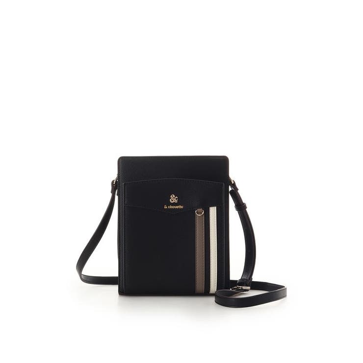 ブラック | スポーティーライン縦型スクエアショルダーバッグ | & chouette