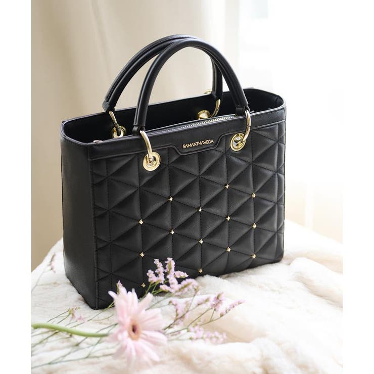 ブラック | キルティングスタッズスクエアバッグ | SAMANTHAVEGA