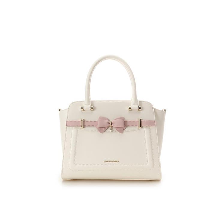 ホワイト | バイカラーアクセントリボンハンドバッグ | SAMANTHAVEGA