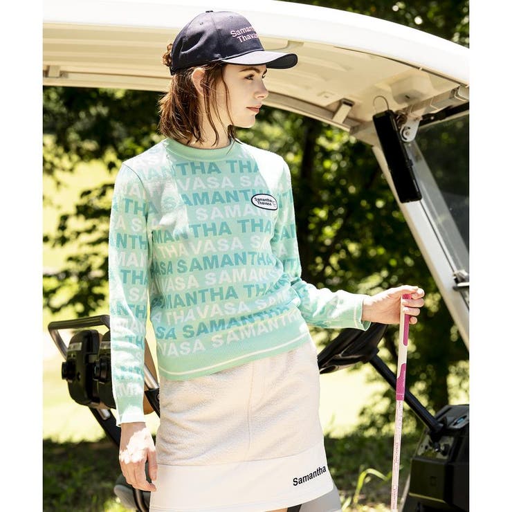 ミント | ボーダーニットプルオーバー | Samantha GOLF