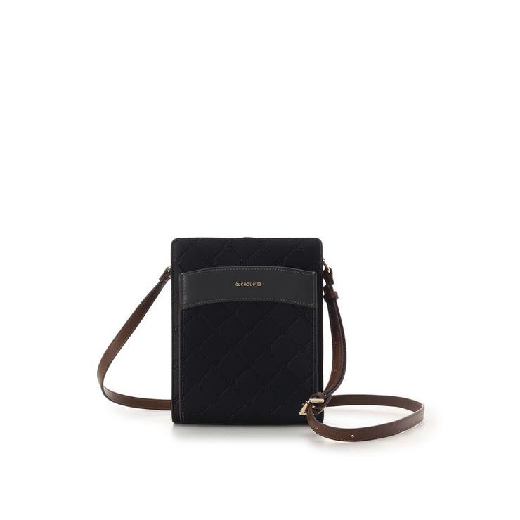 ブラック | 型押しモノグラム スクエアショルダーバッグ | & chouette