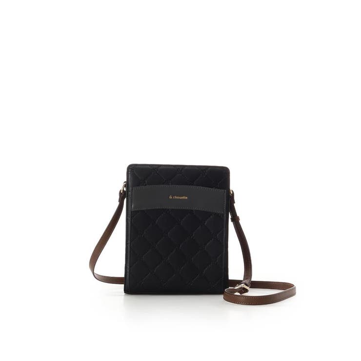 ブラック | 型押しモノグラム スクエアショルダーバッグ | & chouette