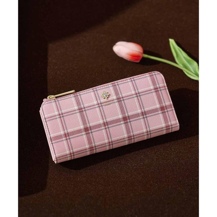 &amp; chouette チェックビジュー L字ファスナー 長財布 チェックビジューL字ファスナー長財布[品番：STJW0008046]｜& chouette