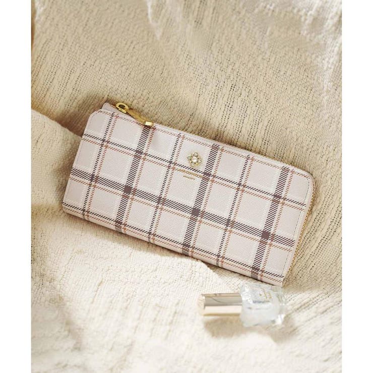 &amp; chouette チェックビジュー L字ファスナー 長財布 チェックビジューL字ファスナー長財布[品番：STJW0008046]｜& chouette
