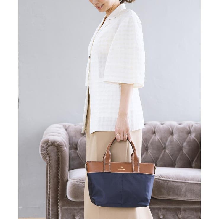 シンプルナイロン×合皮トート 小サイズ[品番：STJW0014866]｜Samantha