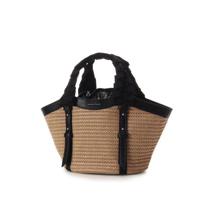 上質美品【Samantha Thavasa】ラビットファー❤おリボンカゴバッグ❤ ビッグリボンかごバッグ（トートバッグ）｜Samantha Thavasa