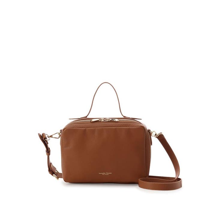 キャメル | スクエアジップレザー ショルダーバッグ | Samantha Thavasa Petit Choice