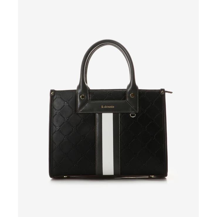 ブラック | 型押しモノグラム センターライントートバッグ(小) | & chouette