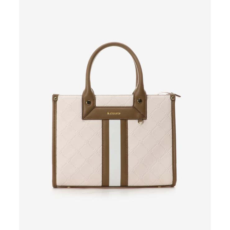 オフホワイト | 型押しモノグラム センターライントートバッグ(小) | & chouette