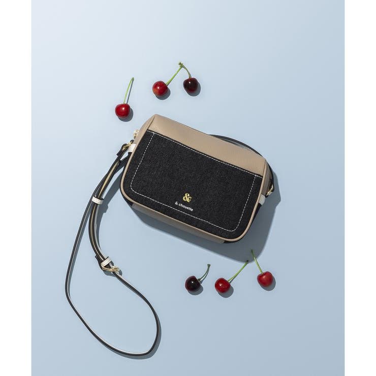 ブラック | デニム ステッチデザインショルダーバッグ | & chouette