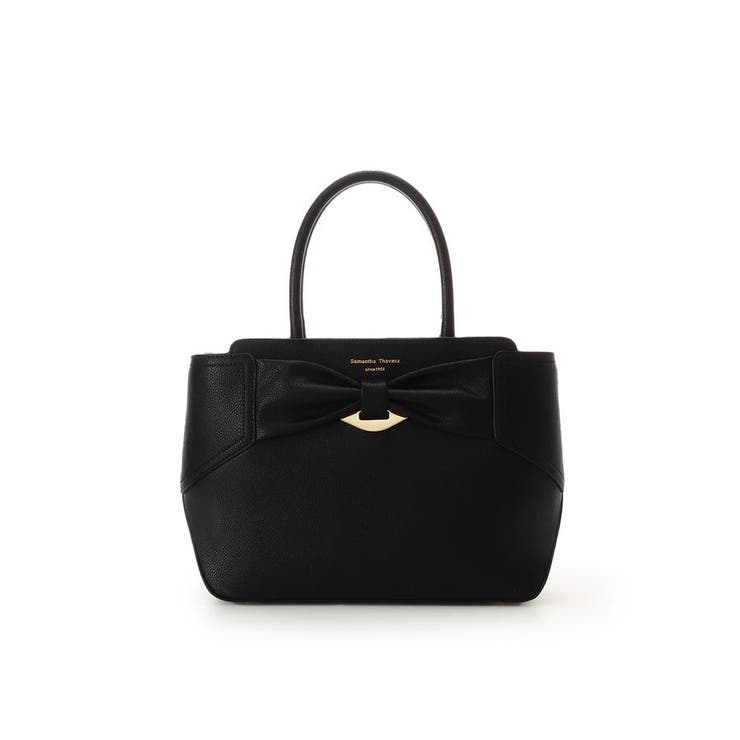 ブラック | リボンモチーフ スプリットレザーハンドバッグ | Samantha Thavasa