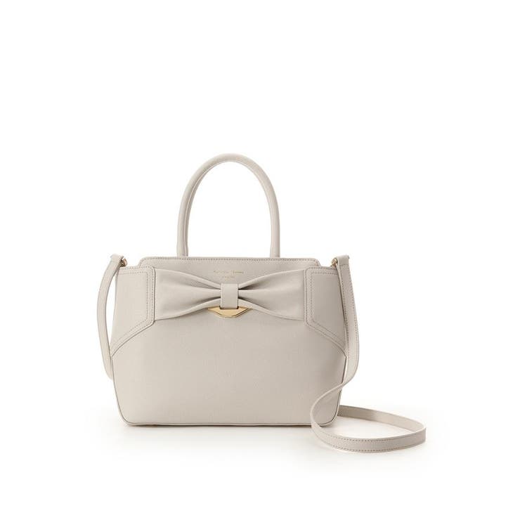ベージュ | リボンモチーフ スプリットレザーハンドバッグ | Samantha Thavasa